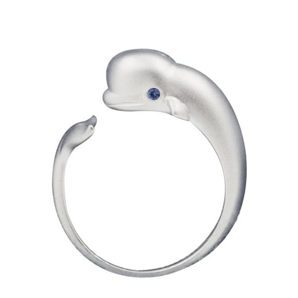 Jewelry - 14k Gold Adorable Whale Silver Open Ring S925